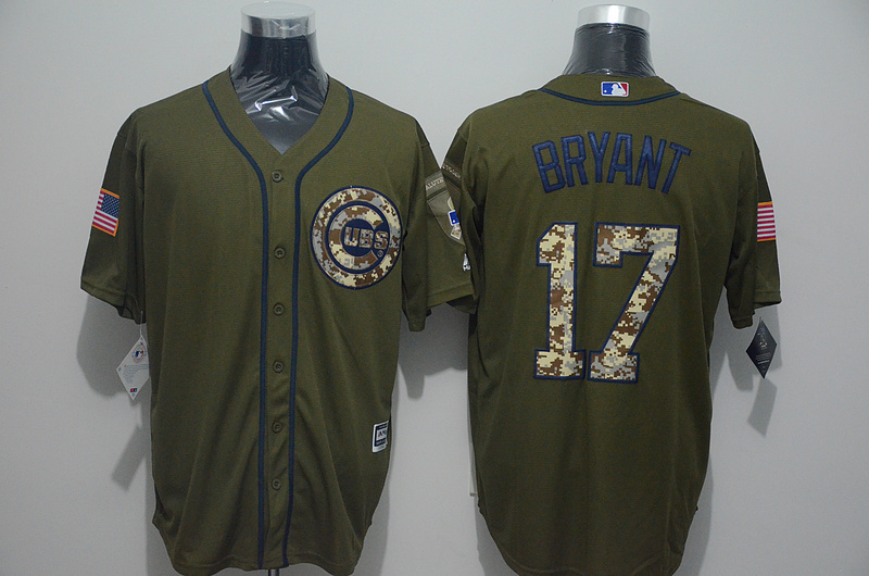 Cubs 17 Kris Bryant Olive Green New Cool Base Jersey