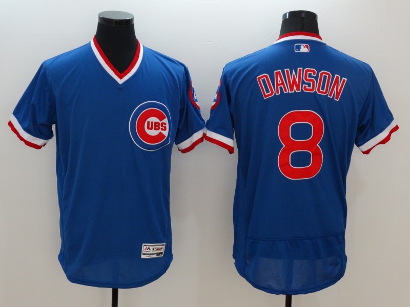 Cubs 8 Andre Dawson Blue Throwback Flexbase Jersey