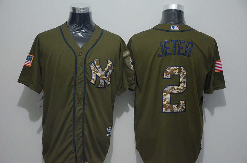 Yankees 2 Derek Jeter Olive Green New Cool Base Jersey Yankees 2 Derek Jeter Olive Green New Cool Base Jersey
