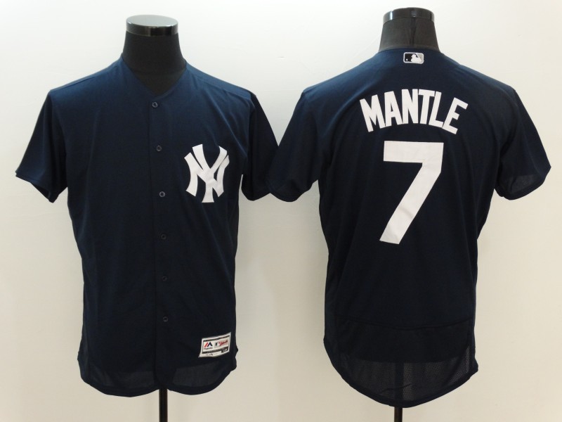 Yankees 7 Mickey Mantle Navy Flexbase Jersey Yankees 7 Mickey Mantle Navy Flexbase Jersey