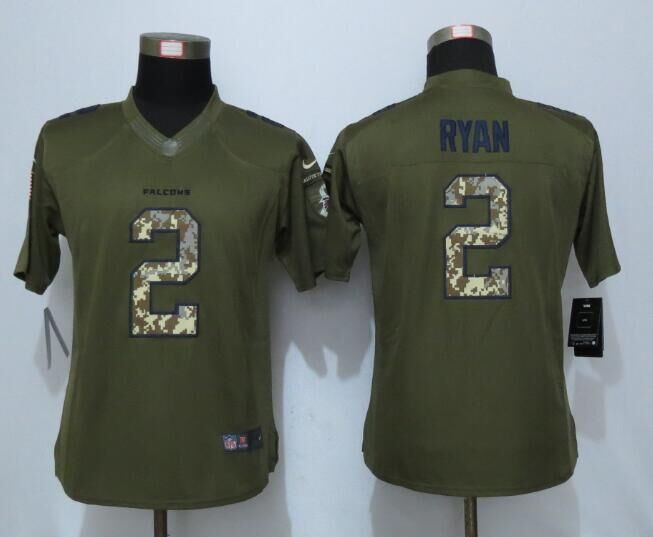 Nike Falcons 2 Matt Ryan Green Salute To Service Women Limited Jersey Nike Falcons 2 Matt Ryan Green Salute To Service Women Limited Jersey