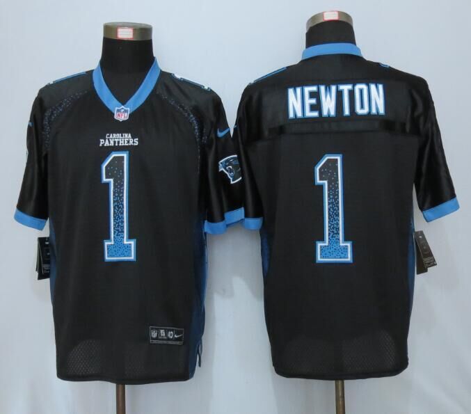 Nike Panthers 1 Cam Newton Black Drift Fashion Elite Jersey