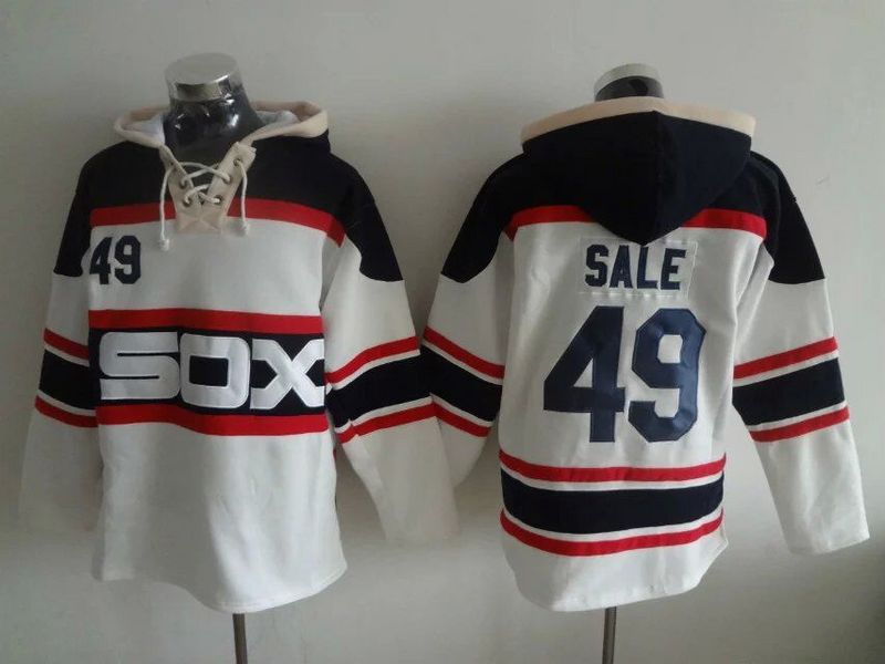 White Sox 49 Chris Sale White Hooded Jersey - Click Image to Close