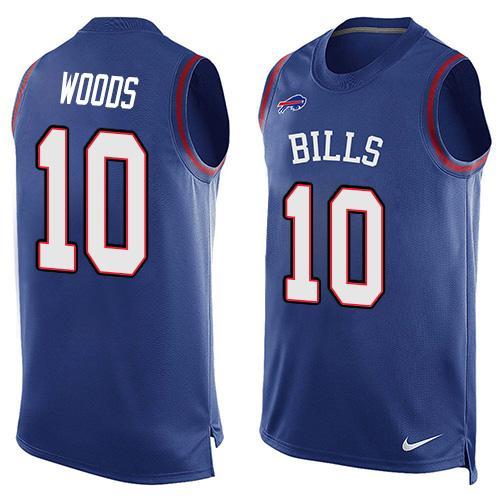 Nike Bills 10 Robert Woods Blue Player Name & Number Tank Top