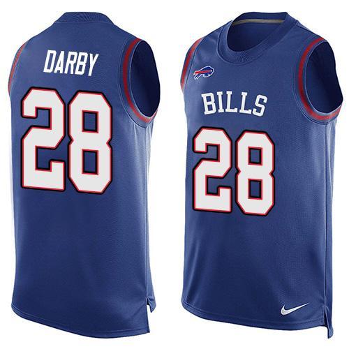 Nike Bills 28 Ronald Darby Blue Player Name & Number Tank Top
