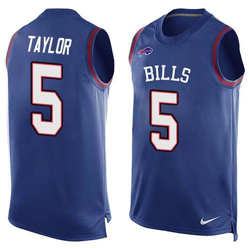 Nike Bills 5 Tyrod Taylor Blue Player Name & Number Tank Top