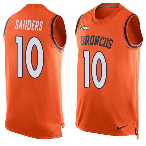 Nike Broncos 10 Emmanuel Sanders Orange Player Name & Number Tank Top