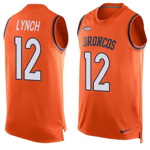 Nike Broncos 12 Paxton Lynch Orange Player Name & Number Tank Top