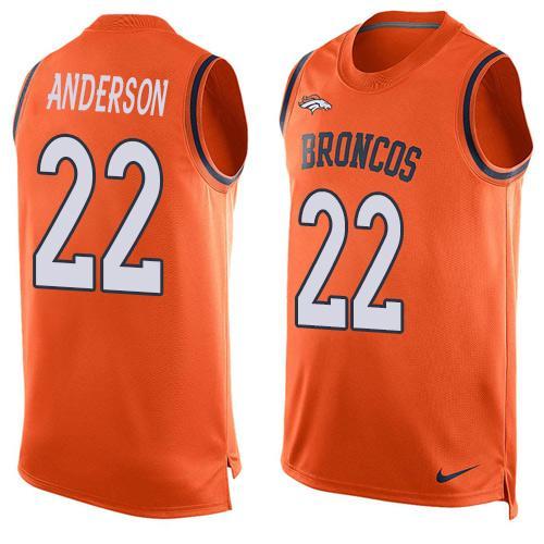 Nike Broncos 22 C.J. Anderson Orange Player Name & Number Tank Top