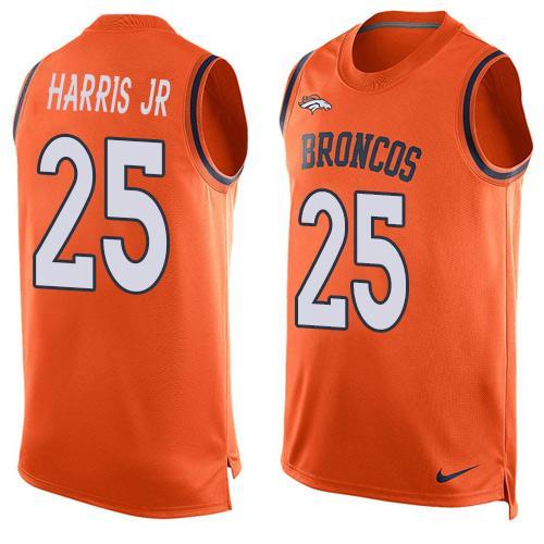 Nike Broncos 25 Chris Harris Jr Orange Player Name & Number Tank Top