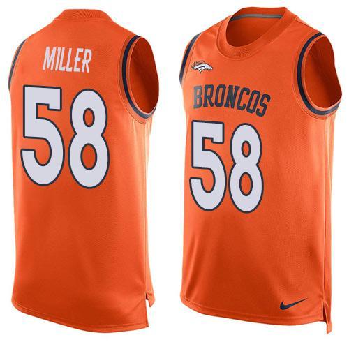 Nike Broncos 58 Von Miller Orange Player Name & Number Tank Top