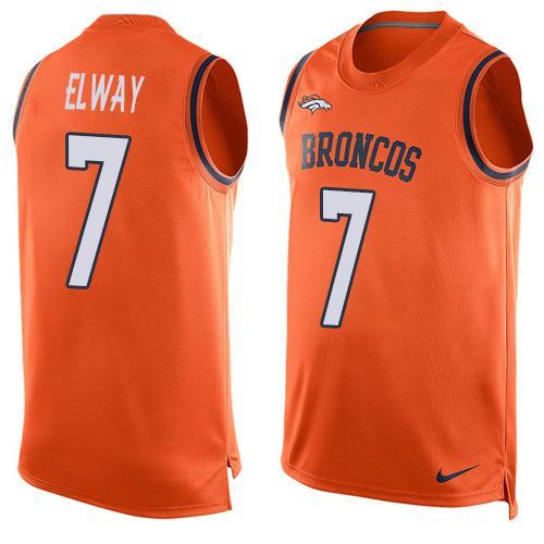 Nike Broncos 7 John Elway Orange Player Name & Number Tank Top