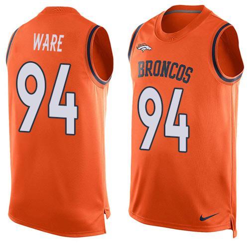 Nike Broncos 94 DeMarcus Ware Orange Player Name & Number Tank Top - Click Image to Close