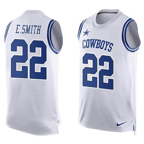 Nike Cowboys 22 E.Smith White Player Name & Number Tank Top