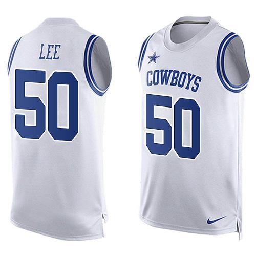 Nike Cowboys 50 Sean Lee White Player Name & Number Tank Top