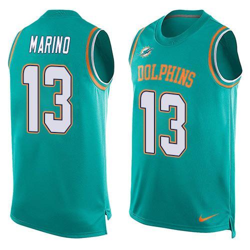 Nike Dolphins 13 Dan Marino Green Player Name & Number Tank Top