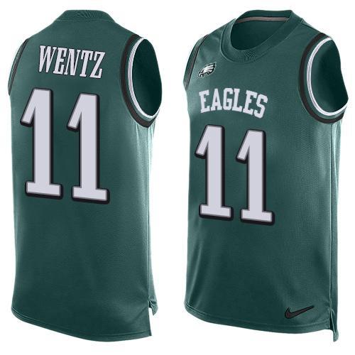 Nike Eagles 11 Carson Wentz Green Player Name & Number Tank Top