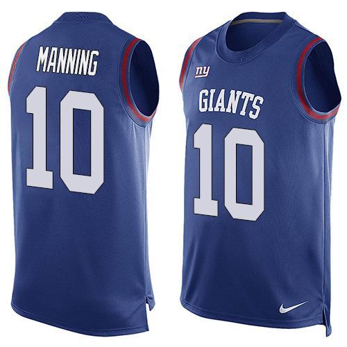 Nike Giants 10 Eli Manning Blue Player Name & Number Tank Top