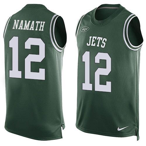 Nike Jets 12 Joe Namath Green Player Name & Number Tank Top
