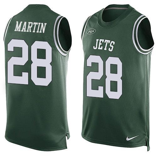 Nike Jets 28 Curtis Martin Green Player Name & Number Tank Top