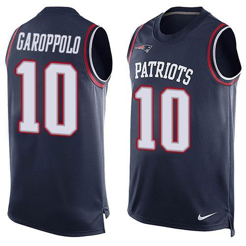 Nike Patriots 10 Jimmy Garoppolo Blue Player Name & Number Tank Top - Click Image to Close