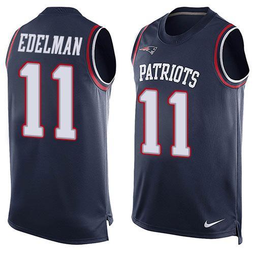 Nike Patriots 11 Julian Edelman Blue Player Name & Number Tank Top