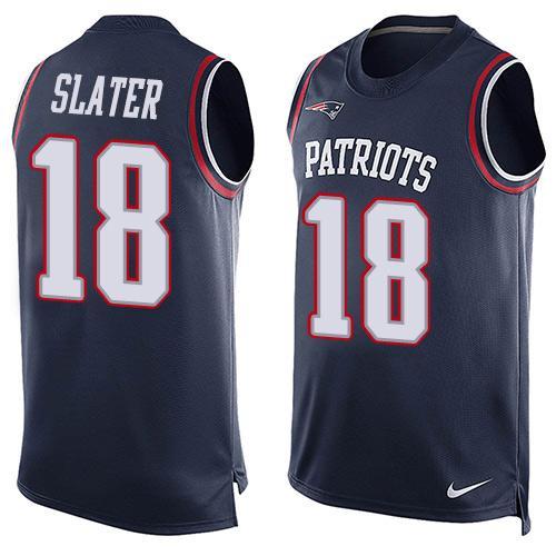Nike Patriots 18 Matthew Slater Blue Player Name & Number Tank Top - Click Image to Close