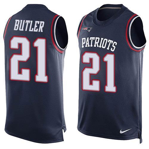 Nike Patriots 21 Malcolm Butler Blue Player Name & Number Tank Top