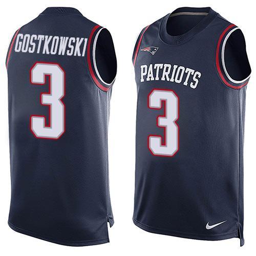 Nike Patriots 3 Stephen Gostkowski Blue Player Name & Number Tank Top