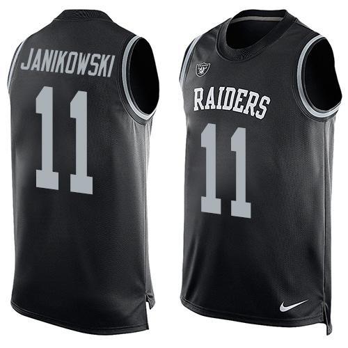 Nike Raiders 11 Sebastian Janikowski Black Player Name & Number Tank Top