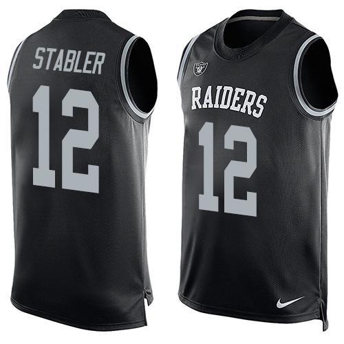 Nike Raiders 12 Kenny Stabler Black Player Name & Number Tank Top