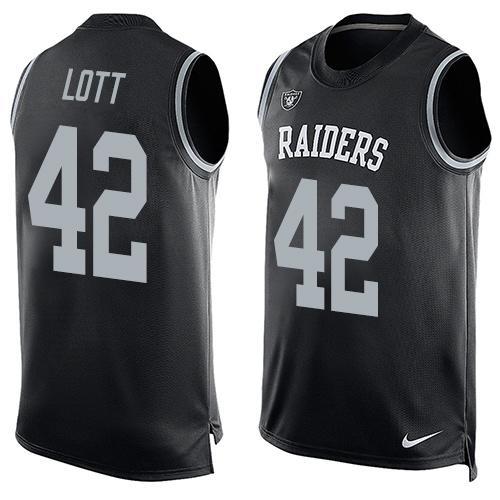 Nike Raiders 42 Ronnie Lott Black Player Name & Number Tank Top - Click Image to Close