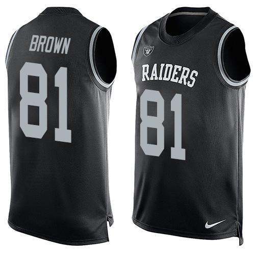Nike Raiders 81 Tim Brown Black Player Name & Number Tank Top