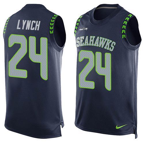 Nike Seahawks 24 Marshawn Lynch Blue Player Name & Number Tank Top