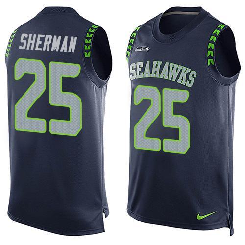 Nike Seahawks 25 Richard Sherman Blue Player Name & Number Tank Top