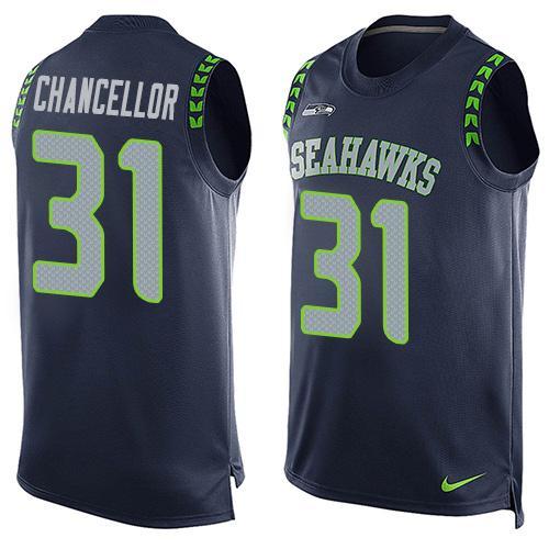 Nike Seahawks 31 Kam Chancellor Blue Player Name & Number Tank Top
