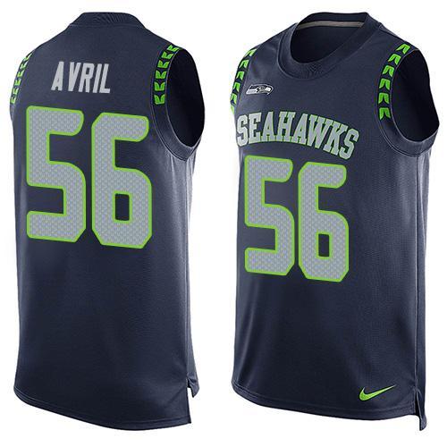 Nike Seahawks 56 Cliff Avril Blue Player Name & Number Tank Top
