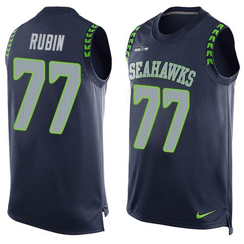 Nike Seahawks 77 Ahtyba Rubin Blue Player Name & Number Tank Top