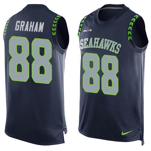 Nike Seahawks 88 Jimmy Graham Blue Player Name & Number Tank Top