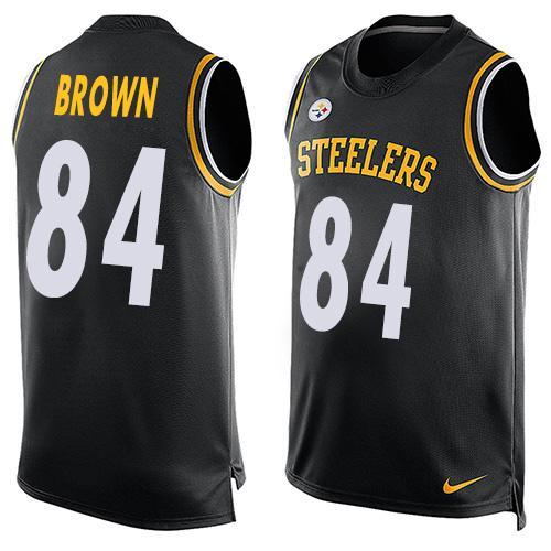 Nike Steelers 84 Antonio Brown Black Player Name & Number Tank Top - Click Image to Close