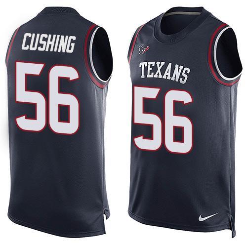 Nike Texans 56 Brian Cushing Navy Blue Player Name & Number Tank Top