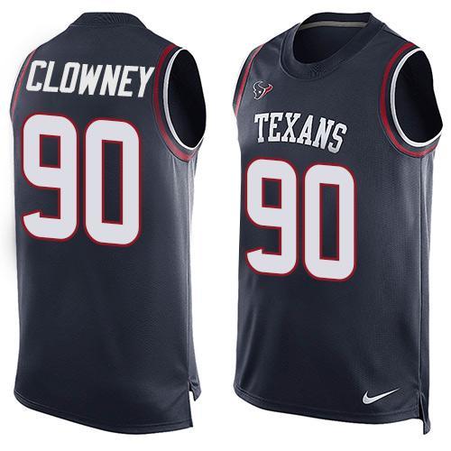 Nike Texans 90 Jadeveon Clowney Navy Blue Player Name & Number Tank Top