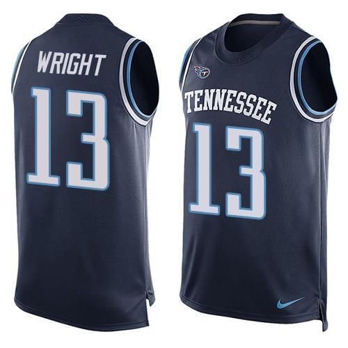 Nike Titans 13 Kendall Wright Navy Player Name & Number Tank Top