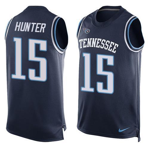Nike Titans 15 Justin Hunter Navy Player Name & Number Tank Top