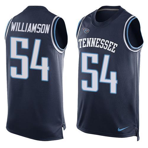 Nike Titans 54 Avery Williamson Navy Player Name & Number Tank Top