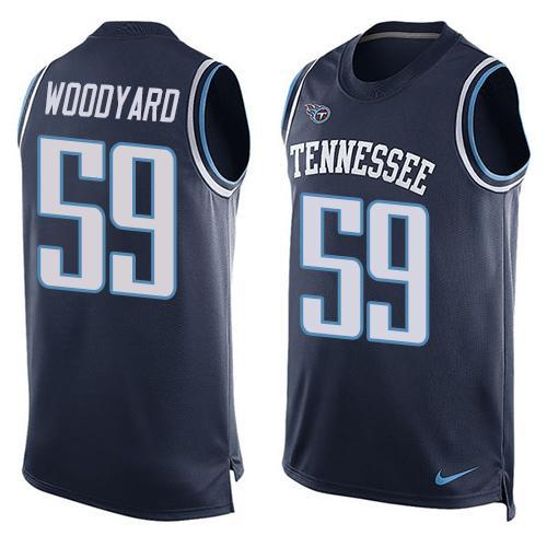 Nike Titans 59 Wesley Woodyard Navy Player Name & Number Tank Top