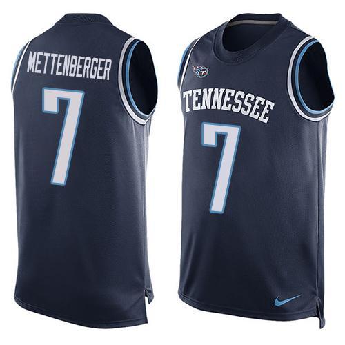 Nike Titans 7 Zach Mettenberger Navy Player Name & Number Tank Top