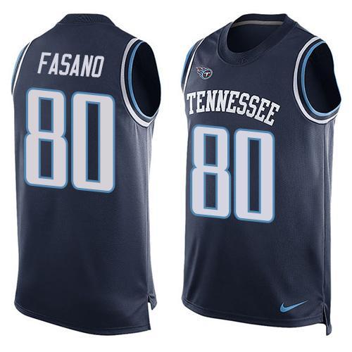 Nike Titans 80 Anthony Fasano Navy Player Name & Number Tank Top