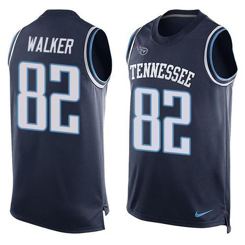 Nike Titans 82 Delanie Walker Navy Player Name & Number Tank Top