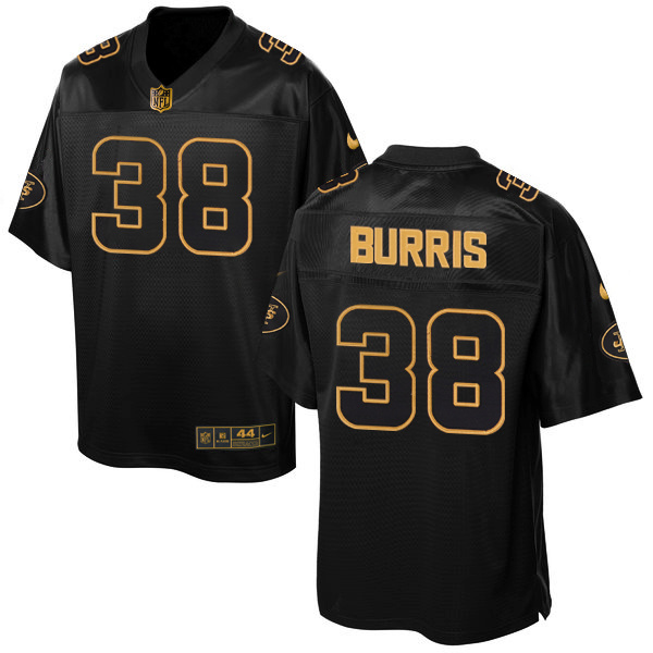 Nike Jets 38 Juston Burris Pro Line Black Gold Collection Elite Jersey - Click Image to Close
